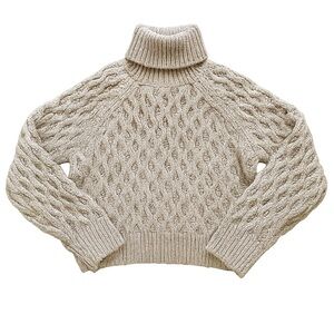 H&M Beige Cable Knit Turtleneck Sweater